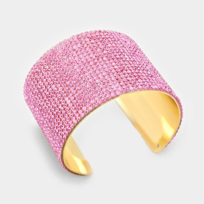 Pink Crystal Cuff Pageant Bracelet | 305252