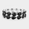 Black Crystal Double Row Teardrop Stretch Prom Pageant Bracelet | 400618