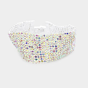 AB Rhinestone Clasp Bracelet - 12 Row | 333269