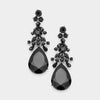 Black Crystal Teardrop Pageant Earrings | 376268