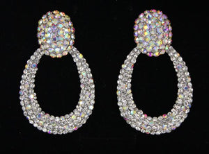 Crystal Embellished AB Hoop Earrings | 2.75" | HX007127 S-AB