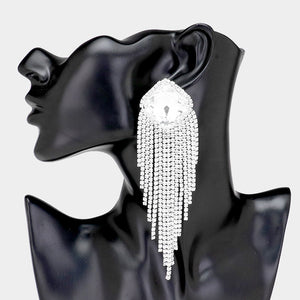 Long Crystal Square Rhinestone Clip On Earrings | 422701