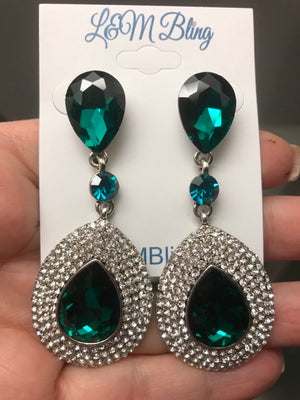 Emerald Drop Earrings on Silver | LMBEMSIL