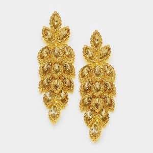 Long Gold Marquise Earrings on Gold | 347047
