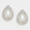 Bridal Earrings | Pearl Teardrop Earrings on Silver | Clip On | 294471