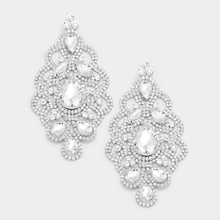 Large Crystal and Rhinestone Chandelier Earrings | 354109
