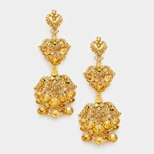 Gold Crystal Dangle Earrings | Lauren | 201119