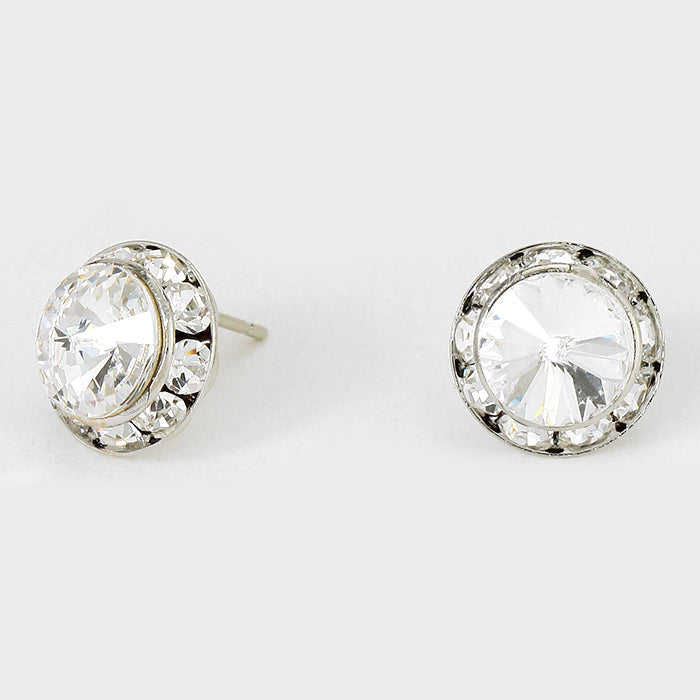 Crystal  on SilverStud Earrings 0.5" | 123290