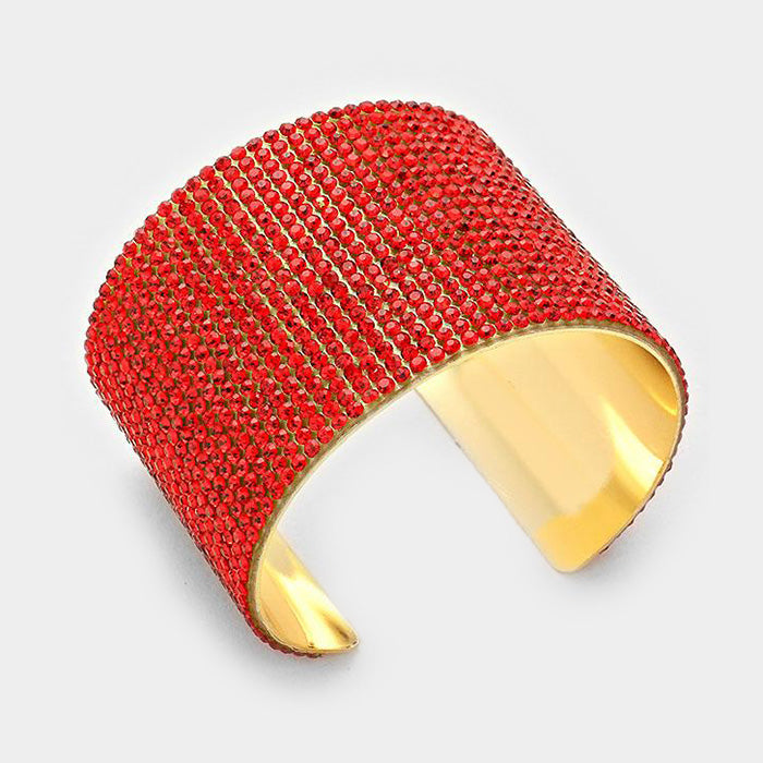 Red Crystal Cuff Pageant Bracelet | 305253