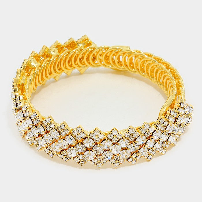 Crystal Rhinestone Adjustable Bracelet on Gold | 295422
