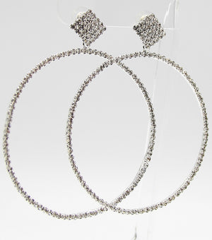 Crystal Rhinestone Hoop Earrings | 3.5" | JC9EERY8911CLRSV