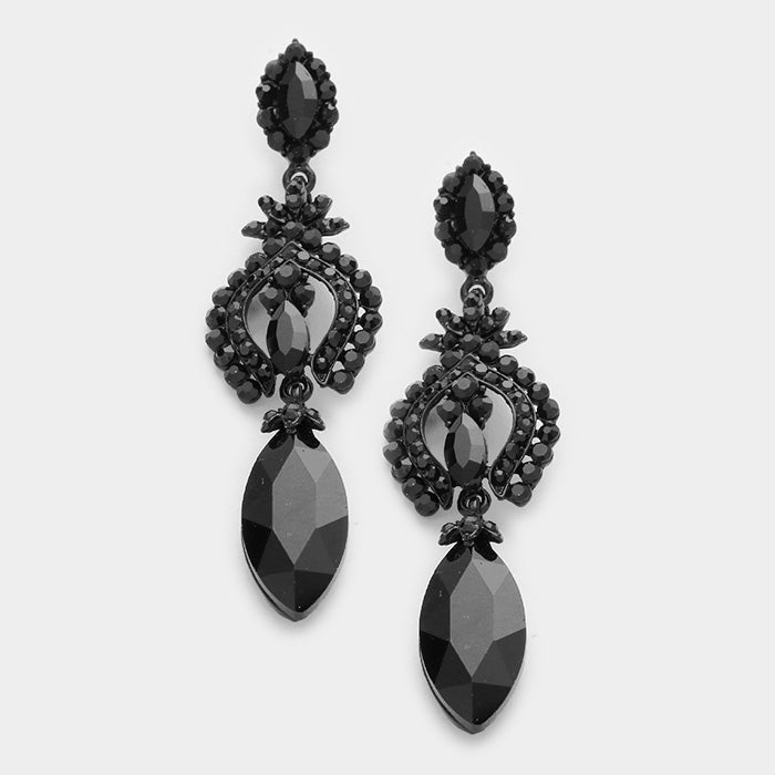 Black Crystal Marquise Earrings | 341540