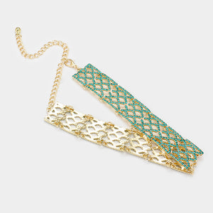 Green Crystal Rhinestone Choker Necklace | 353255