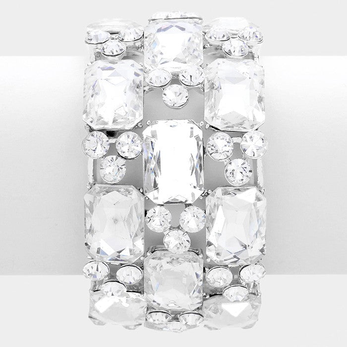 Emerald Cut Crystal Stretch Bracelet | 317669
