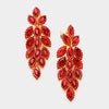 Large Red Crystal Leaf Clip On Earrings | 384198