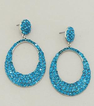 Prom Earrings | Aqua Crystal Hoop Earrings | 2.5 |JC9E236BLURD