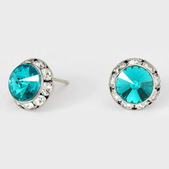 Teal Stud Earrings 0.5" | 123323