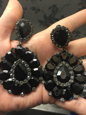 Black Pageant Earrings | Clip On |  223688