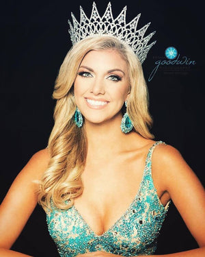 Aqua Chandelier Earrings with AB Stones | Pageant Chunky Earrings | H202-7