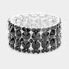 Black Round Crystal Stone Cluster Stretch Bracelet | 377543