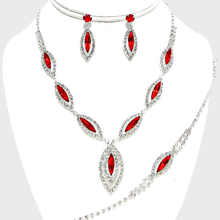 Red Rhinestone Necklace Set | 132717