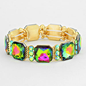 Multi Color Emerald Cut Stretch Bracelet | 259158