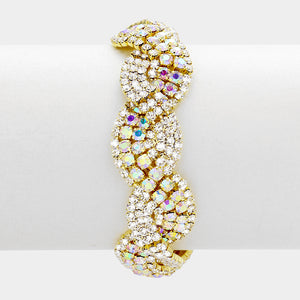AB Rhinestone Crystal Clasp Bracelet on Gold | 336153