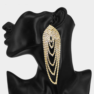 Oversized Draped Crystal Rhinestone Earrings on Gold | 371215