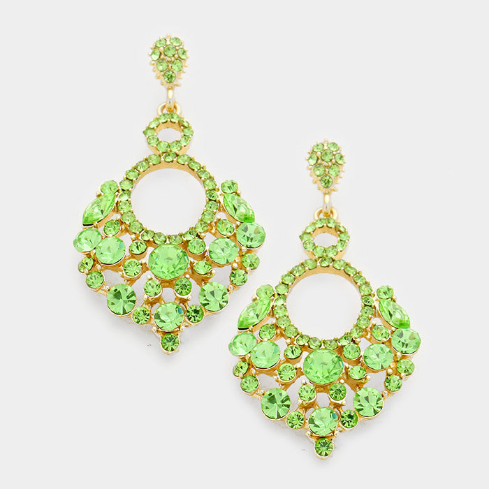 Little Girls Green Chandelier Pageant Earrings | 343353