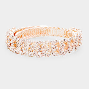 Rose Gold Crystal Heart Detailed Adjustable Bracelet | 414002