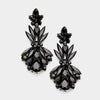 Black Crystal Floral Dangle Earrings | 364098