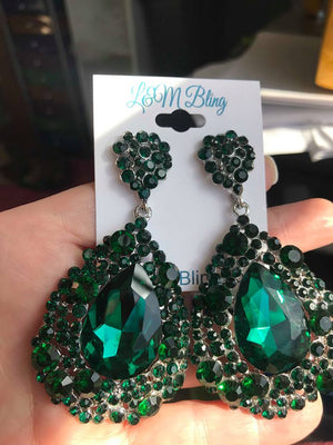 Emerald Chunky Pageant Earrings | NO AB | 202-7 NAB