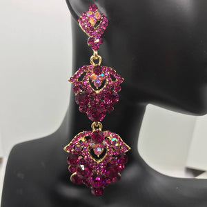 Pink and Green Crystal Dangle Earrings | Lauren | 410305