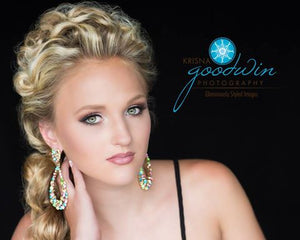 Big Crystal on Gold Pageant Hoop Earrings | 3.75" | 294850