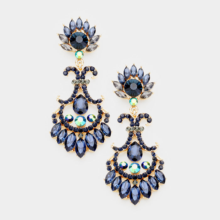 Navy Crystal Chandelier Earrings | 414598