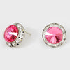Pink Austrian Crystal Round Stud Earrings | 5/8" | 114227