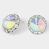 Austrian AB Crystal Round Stud Earrings | 7/8" | 122906