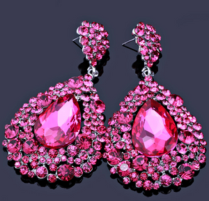 Chunky Fuchsia Pageant Earrings | NO AB | H202-7 NAB