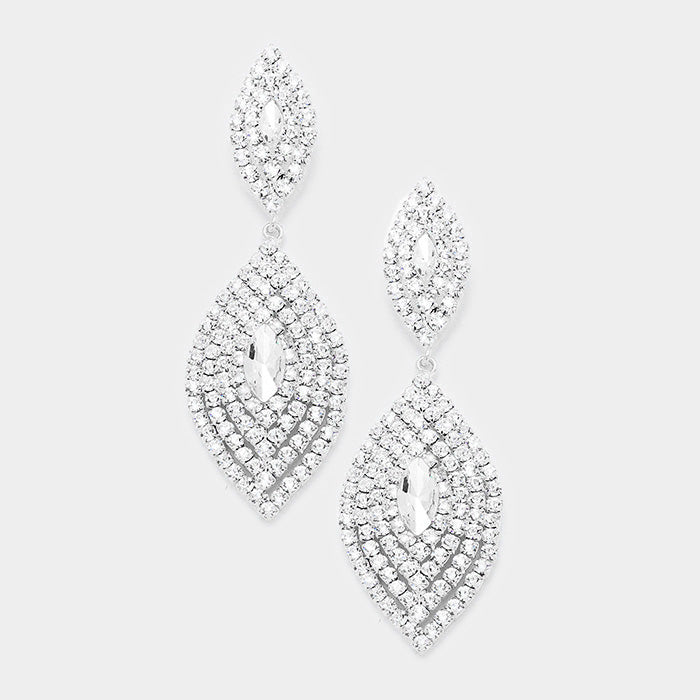 Large Pave Crystal Double Oval Pageant Earrings | 370604