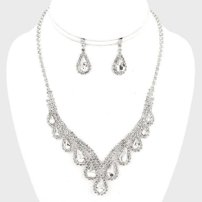 Crystal Teardrop Necklace Set | 280174