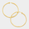 Gold Textured Metal Clip On Hoop Earrings | 3" | 340794
