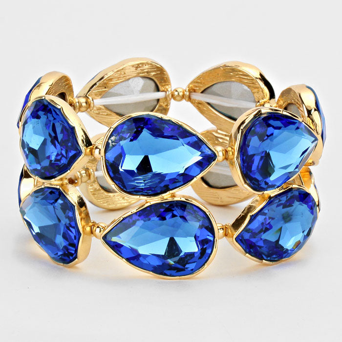 Sapphire Crystal Teardrop Stretch Bracelet | 270839