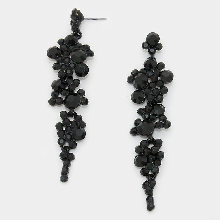 Black Crystal Long Dangle Earrings | 294868