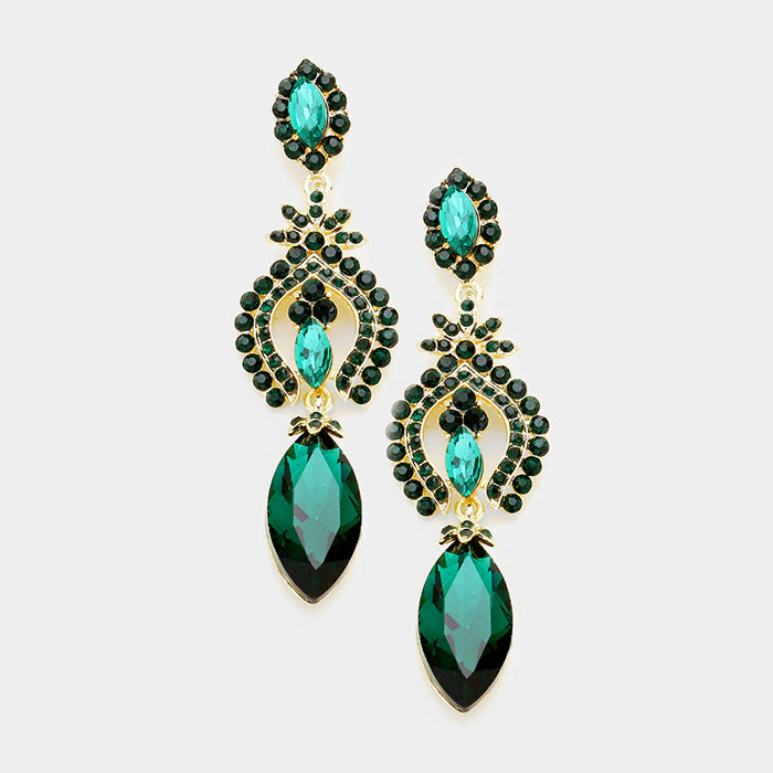 Emerald Crystal Marquise Earrings | 381943