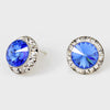 Sapphire Austrian Crystal Round Stud Earrings | 5/8" | 114228
