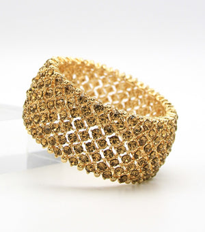 Shimmering Gold Crystal Rhinestone Stretch Pageant Bracelet |JB5B054303LCTGD