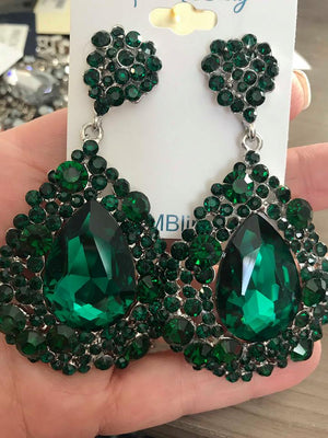 Emerald Chunky Pageant Earrings | NO AB | 202-7 NAB