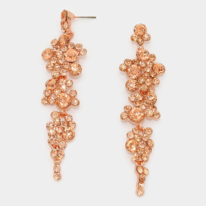 Peach Asymmetric Alloy & Stone Drop Earrings | Stylish Earring