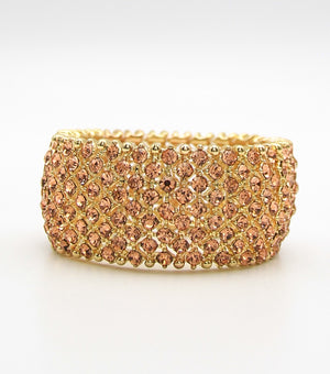 Shimmering Peach Crystal Rhinestone Stretch Pageant Bracelet |JB5B054303PCHGD