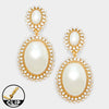 Pearl Wedding Earrings with Crystal Accents on Gold | CLIP ONS | 314639